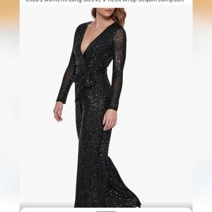 ELIZA J Elegant Black Sequin Jumpsuit